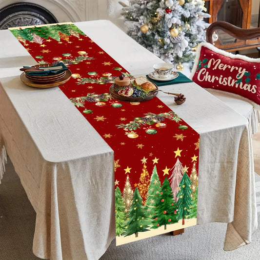 Christmas Trees Table Runner Christmas Decorations for Home 2025 Xmas Table Cover Table Decor Navidad Noel New Year 2026 Gifts