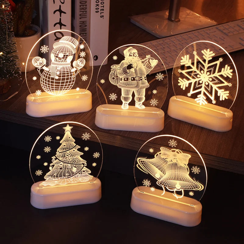 Christmas Personalized Acrylic LED Night Lights 2025 New Year Christmas Kids Gift Christmas Ornaments Atmosphere Lights