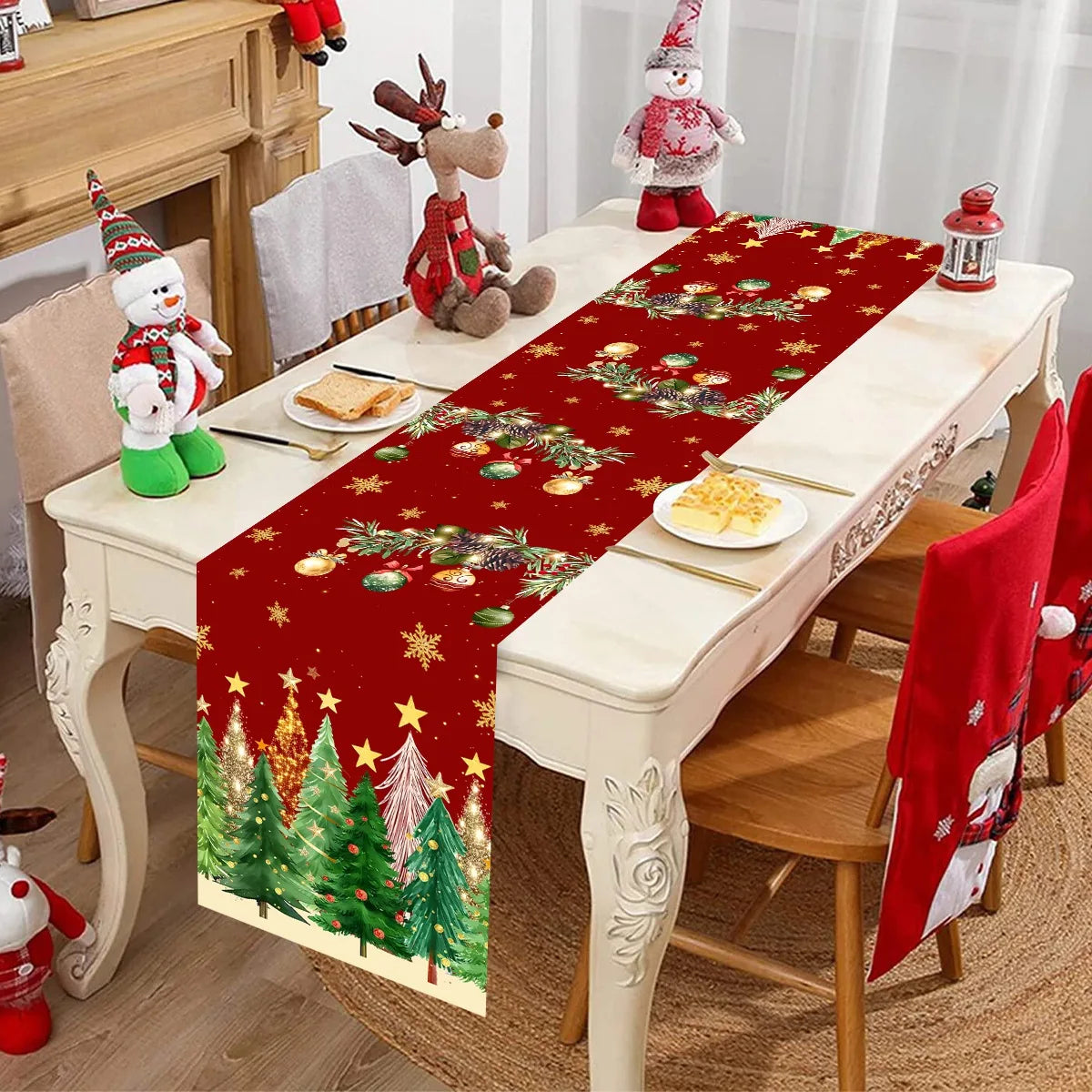 Christmas Trees Table Runner Christmas Decorations for Home 2025 Xmas Table Cover Table Decor Navidad Noel New Year 2026 Gifts