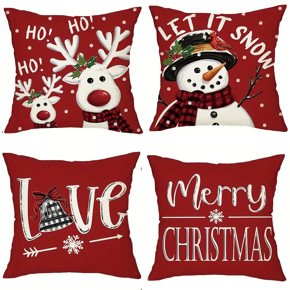 Christmas decoration pillow cover snowman reindeer pattern living room sofa cushion suite room home decoration New Year gift