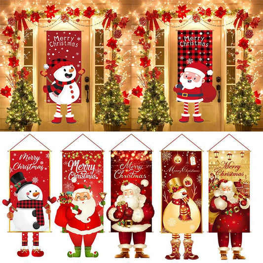 Christmas Hanging Flag Porch Door Banner Christmas Decorations For Home 2024 Ornaments Xmas Gifts Navidad  New Year Decor 2025
