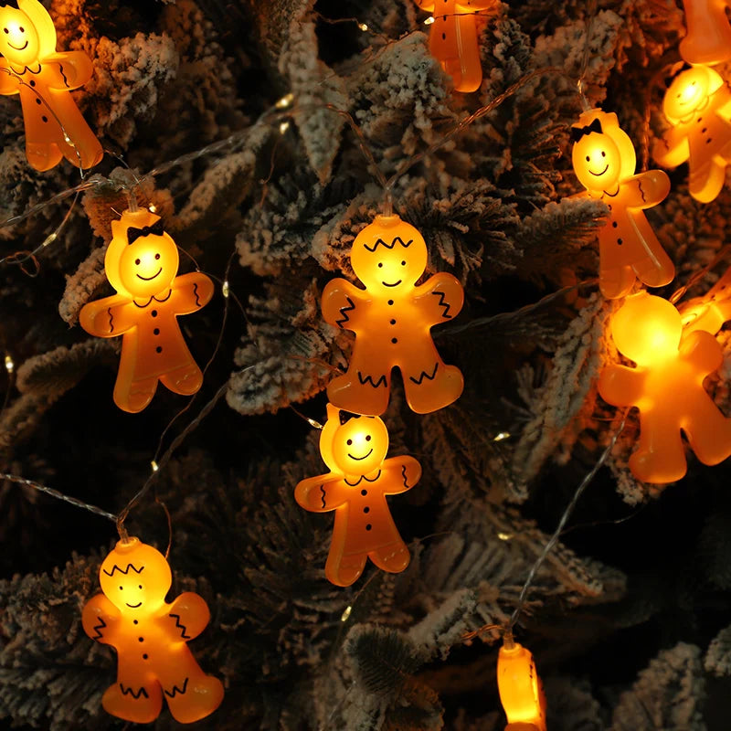 1.5M 10LED Gingerbread Man LED String Lights Christmas Decoration For Home Xmas Tree Hanging Ornaments New Year Party Supplies