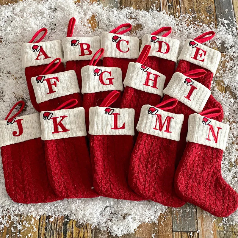 Christmas Alphabet Knitting Socks Christmas Tree Ornaments Christmas Decorations For Home 2025 Noel New Year 2026 Xmas Gift